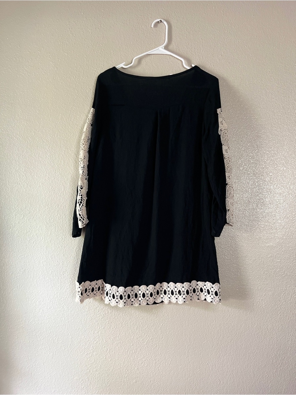 Available by angela fashion with Ivory Crochet Trim - Women's Tunic Dress black - Picture 5 of 7